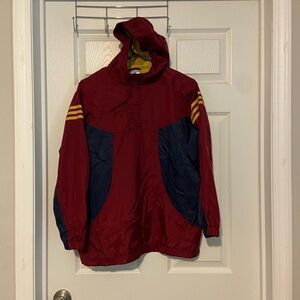 Vintage  Youth Adidas 3 Stripe Pullover Jacket Maroon Yellow Size lg 14-16 90’s